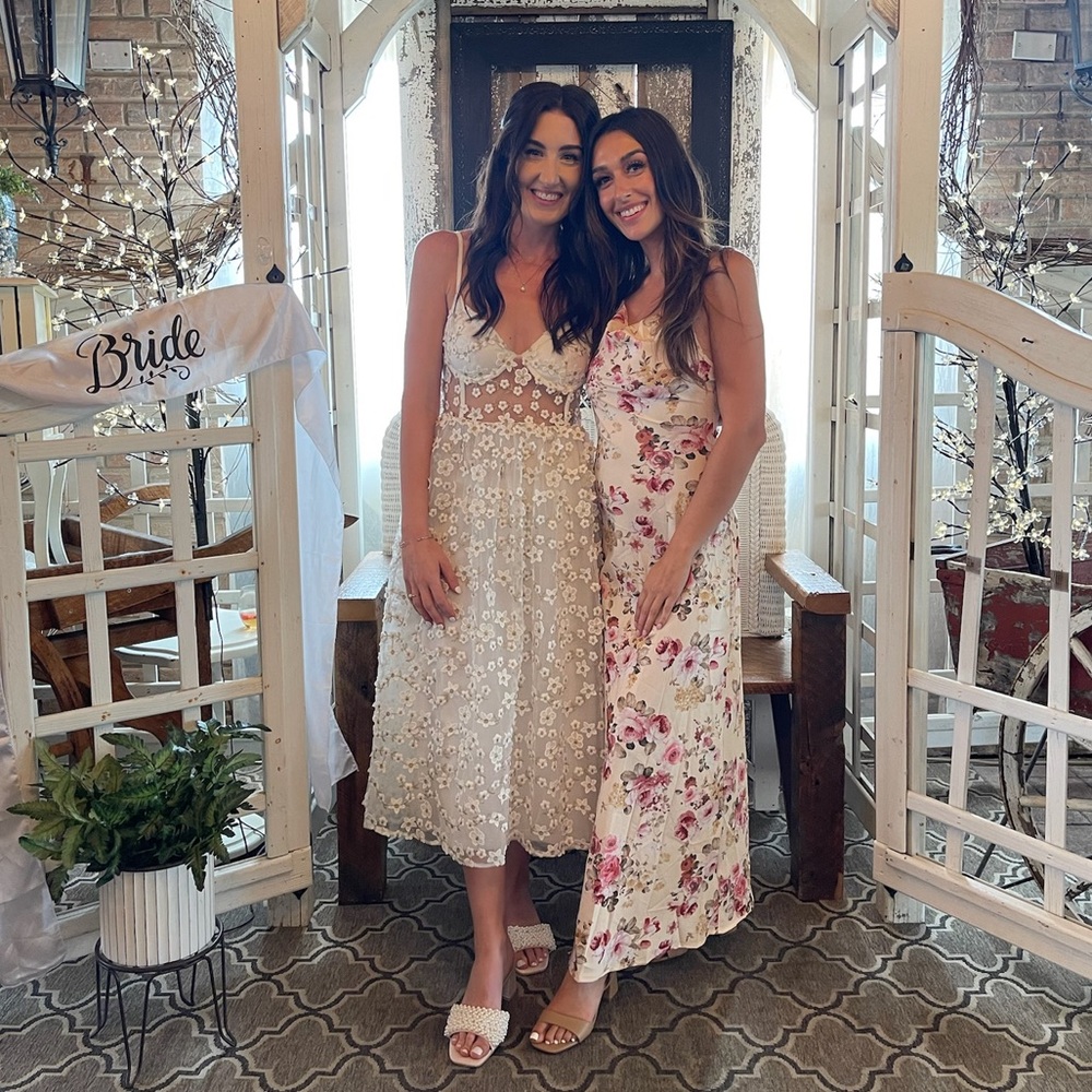 White floral midi dress